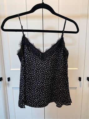 bp Black Polka Dot Lace-Trim Camisole